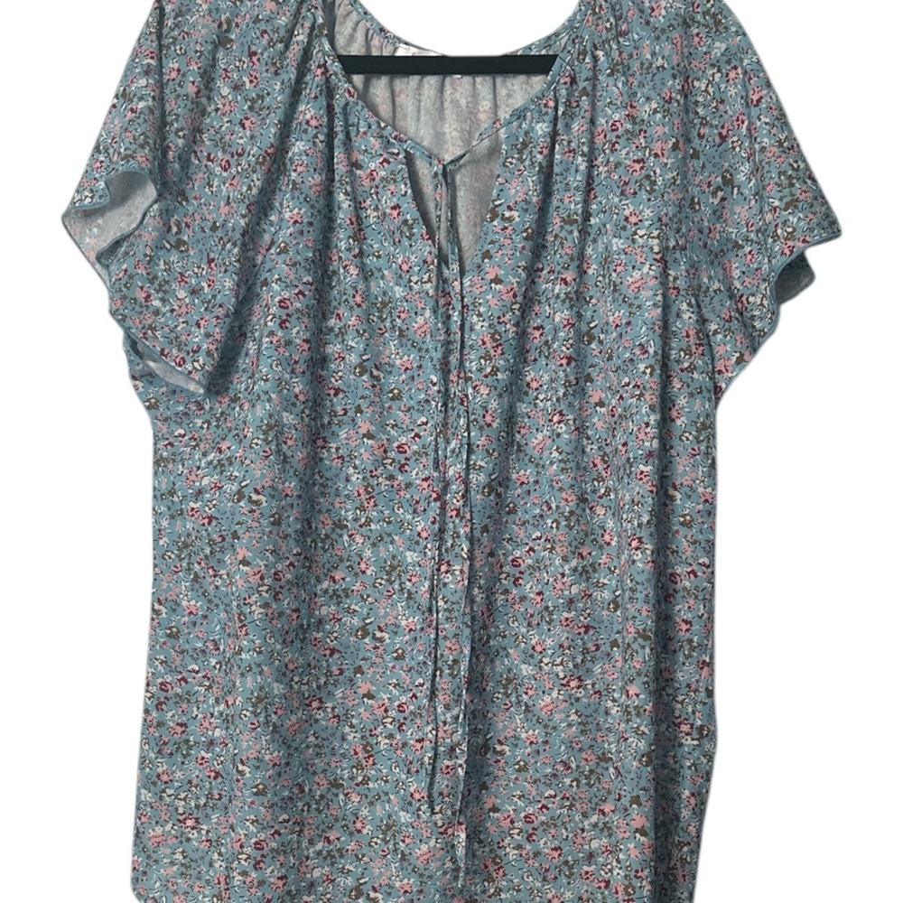 SIMPLE FUN_ Floral Blue Women's Top